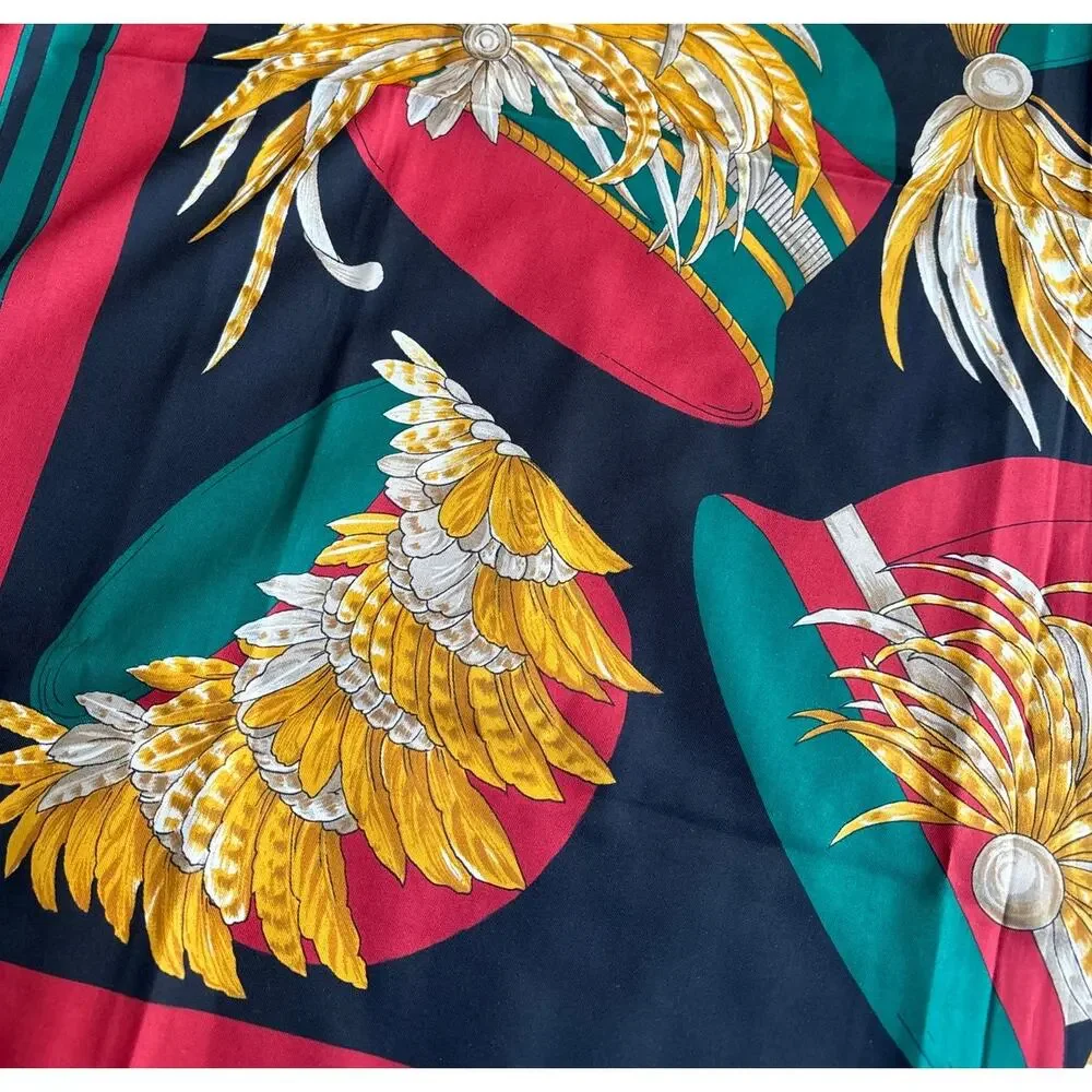 Silk Scarf with vintage hats motif 34